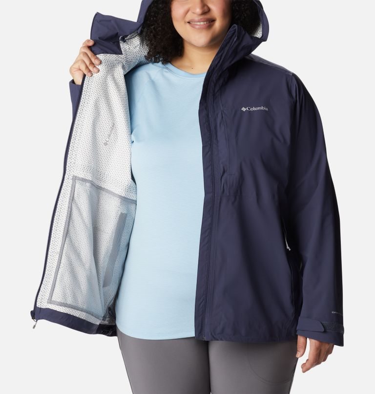 Women's Columbia Omni-Tech Ampli-Dry Shell Jackets Navy | Plus Size CA-I86L4